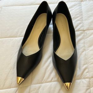 Charles & Keith gold tip kitty heel shoes